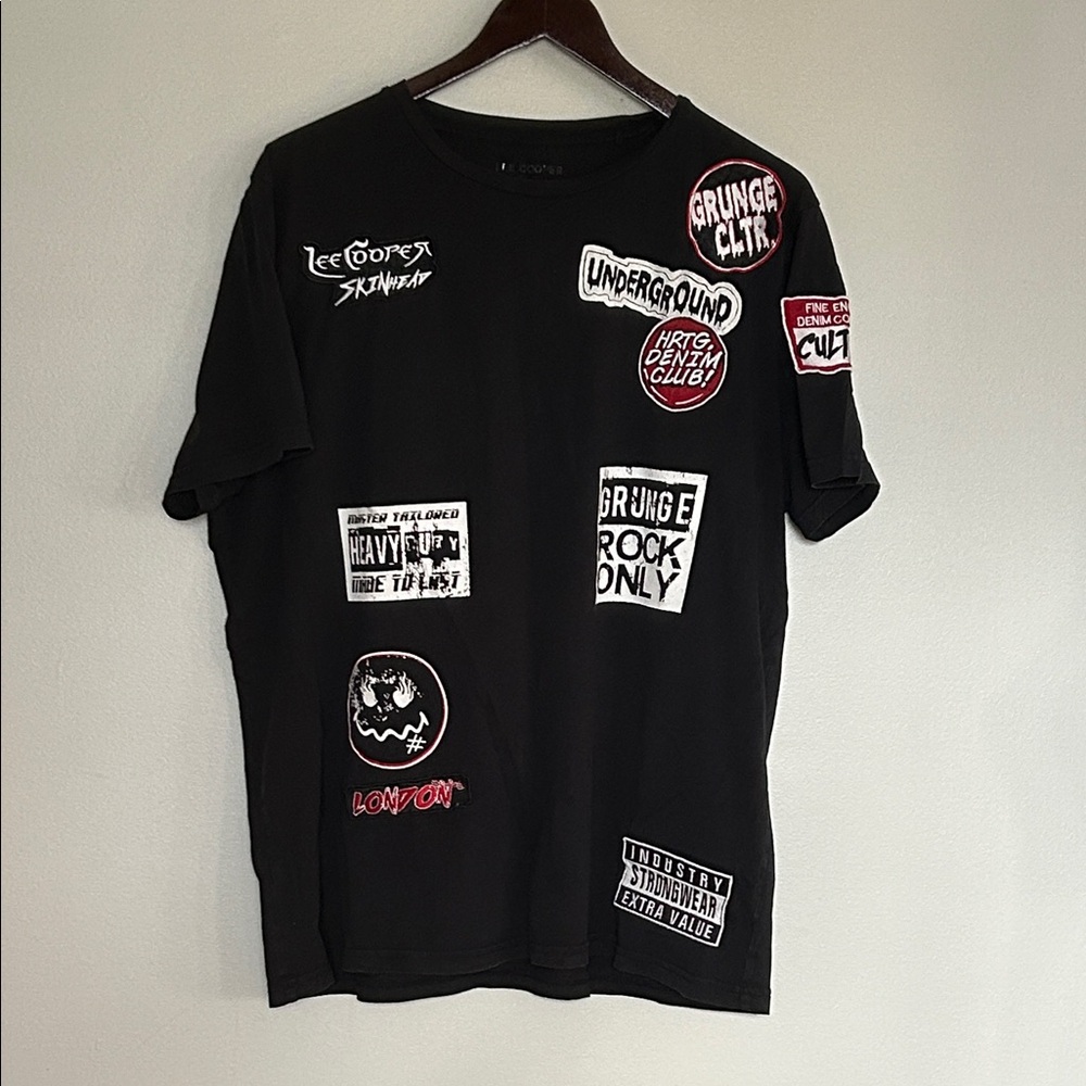 Lee Cooper Black Graphic T-Shirt for Men XL